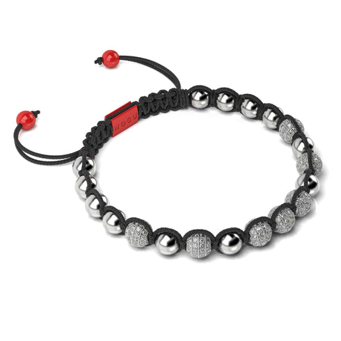 Silber und rote Emaille | Kristall Kikiballa Santa Armband | Schwarz